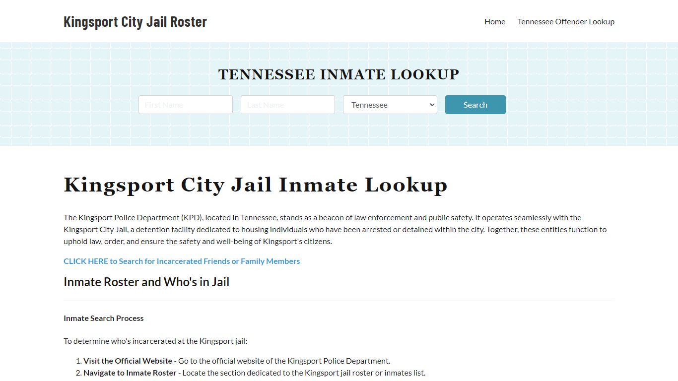 Kingsport Police Department & City Jail, TN Inmate Roster, Arrests ...
