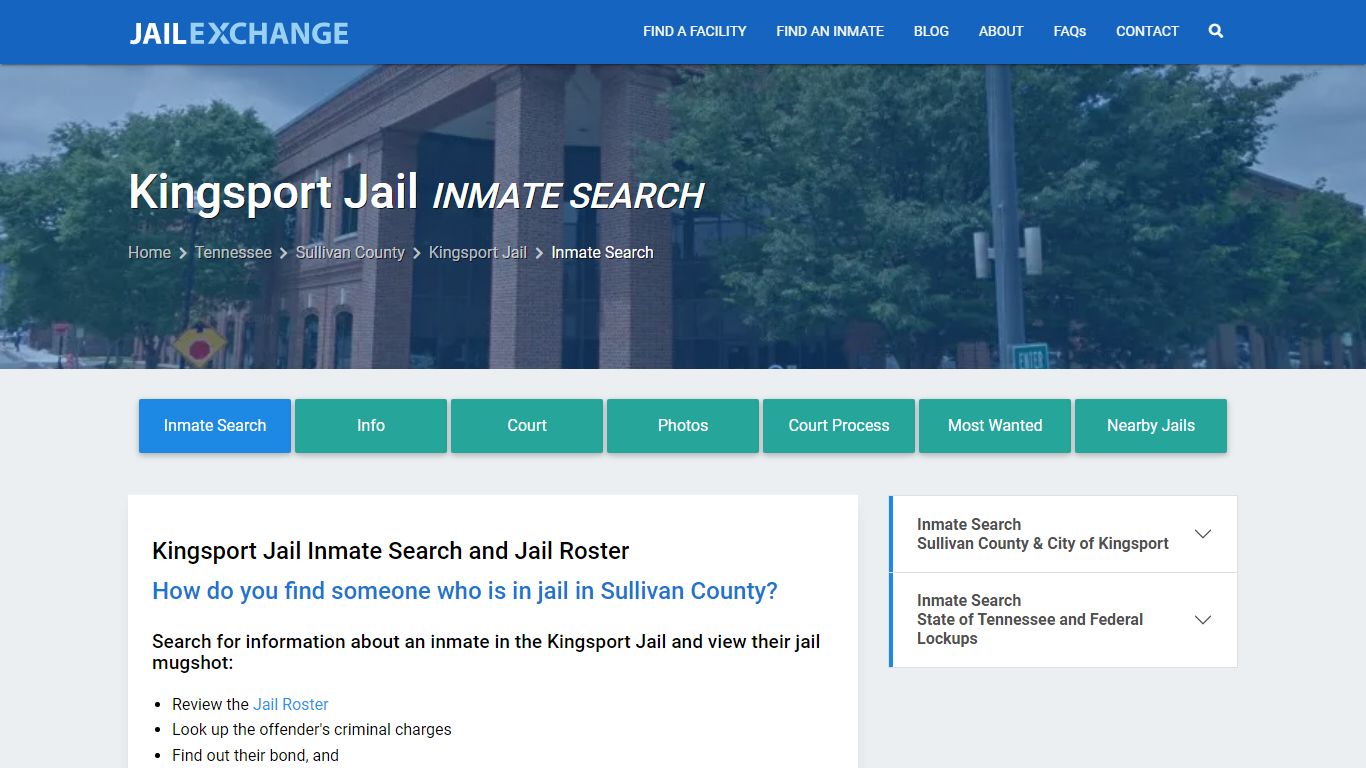 Inmate Search: Roster & Mugshots - Kingsport Jail, TN - Jail Exchange