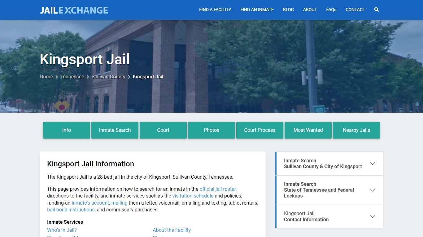 Kingsport Jail, TN Inmate Search, Information - Jail Exchange
